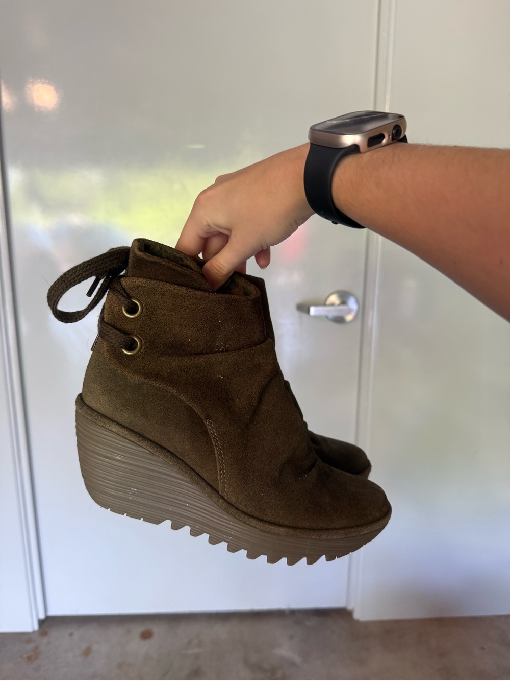 Fly London Olive Green Wedges - 38